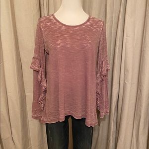 Style & Co Ruffle-Sleeve Burnout Top